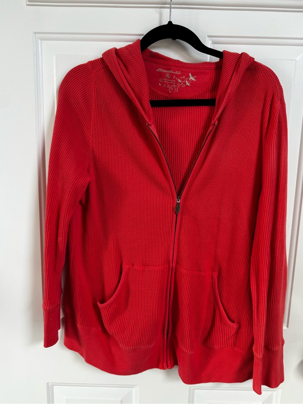 Eddie Bauer Coral Waffle-Knit Zip Hoodie